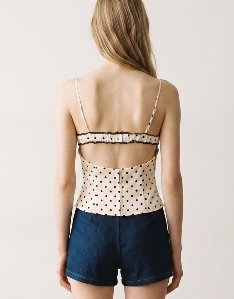 Peekaboo Lace Trim Polka Dot Cami Top