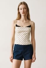 Peekaboo Lace Trim Polka Dot Cami Top