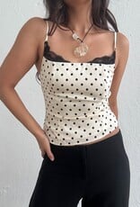 Peekaboo Lace Trim Polka Dot Cami Top