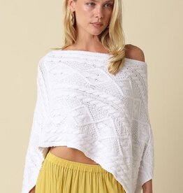 Textured Cable Knit Poncho Top