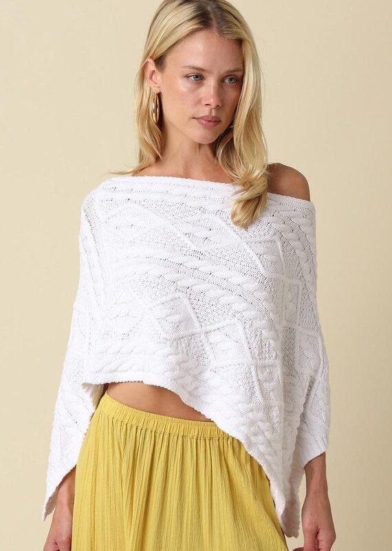 Textured Cable Knit Poncho Top