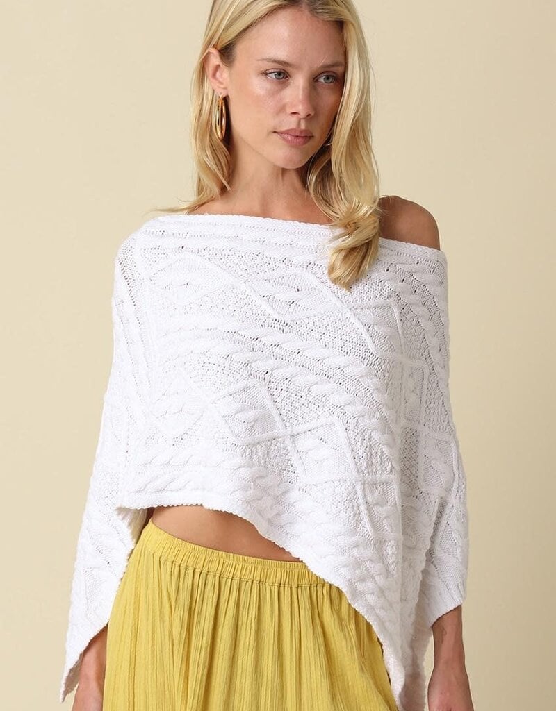 Textured Cable Knit Poncho Top