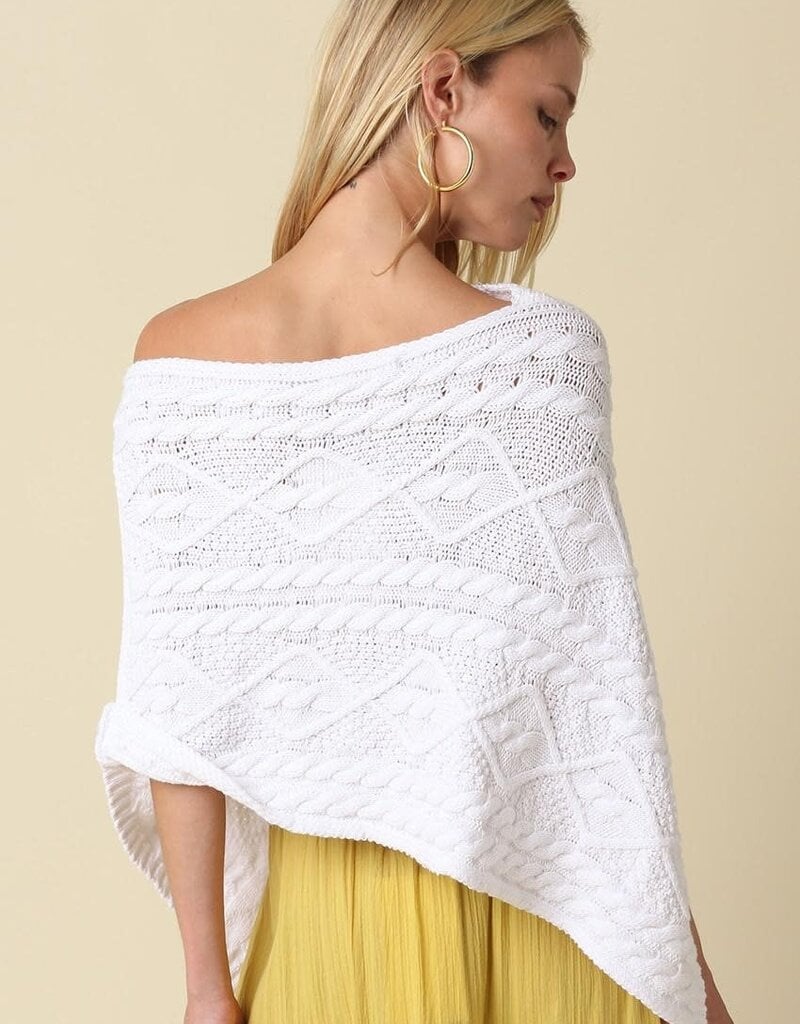 Textured Cable Knit Poncho Top