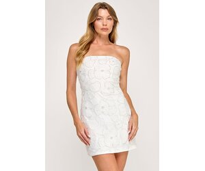 mesh rhinestone dress Camila Long Sleeve Pearl & Rhinestone Mesh Mini Dress – Mara Blak