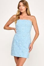Strapless Beaded Floral Mini Dress