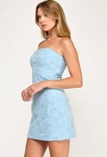 Strapless Beaded Floral Mini Dress