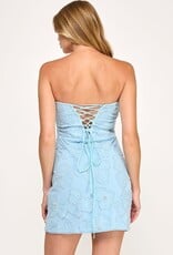 Strapless Beaded Floral Mini Dress