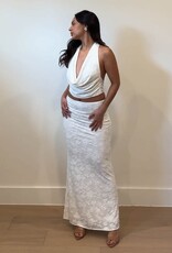 Plunge Cowl Neck Top Maxi Skirt Set