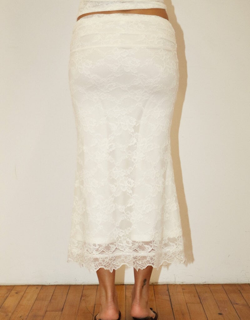 Danielle Ruched Lace Midi Skirt
