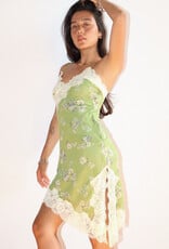 Kiki Floral Asymmetric Lace Trim Mini Dress