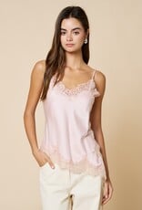 Chiara Satin Lace Trim Asymmetrical Cami Top