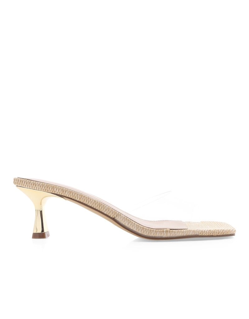 Billini Topaz Clear Strap Mule Kitten Heel