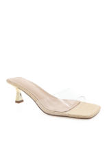 Billini Topaz Clear Strap Mule Kitten Heel
