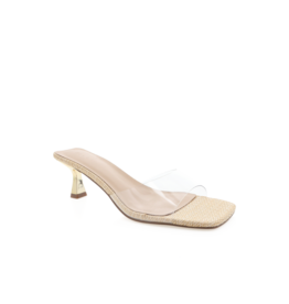 Billini Topaz Clear Strap Mule Kitten Heel
