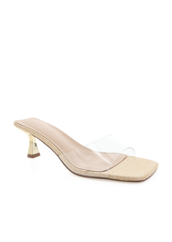 Billini Topaz Clear Strap Mule Kitten Heel