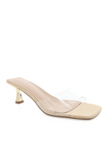 Billini Topaz Clear Strap Mule Kitten Heel