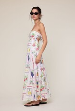 Vintage Fruit Strapless Tie Back Maxi Dress