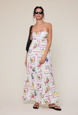 Vintage Fruit Strapless Tie Back Maxi Dress