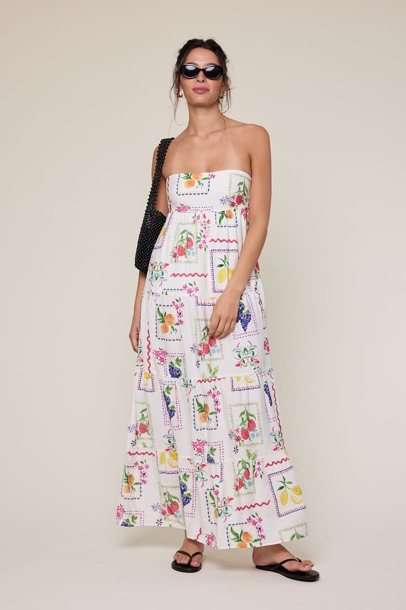 vintage fruit dress Strapless Tie Back Maxi based on a drawing originally done by Betsey herself Say hello to this iconic