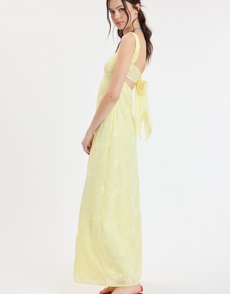 Evie Floral Embroidered Tie Back Maxi Dress
