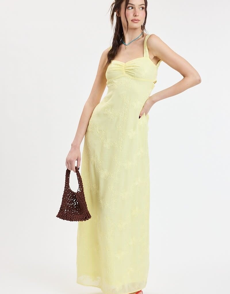 Evie Floral Embroidered Tie Back Maxi Dress
