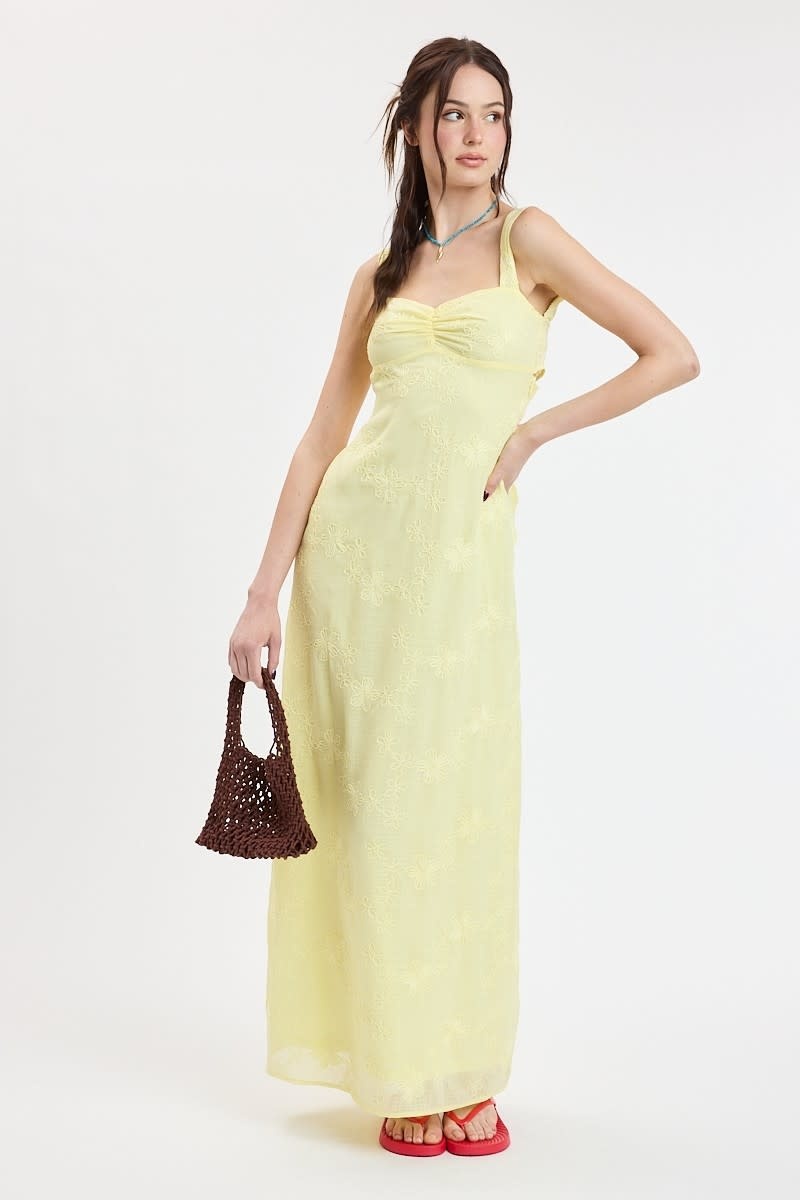 Evie Floral Embroidered Tie Back Maxi Dress - SPLASH Evie Floral Embroidered Tie Back Maxi Dress - SPLASH