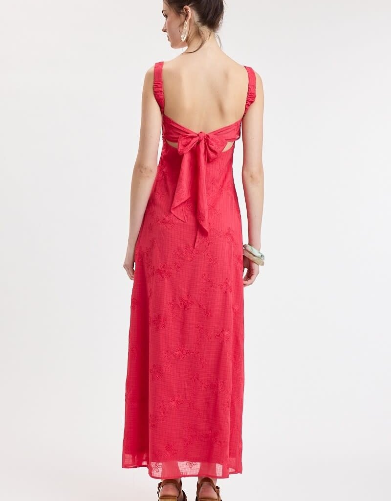 Evie Floral Embroidered Tie Back Maxi Dress