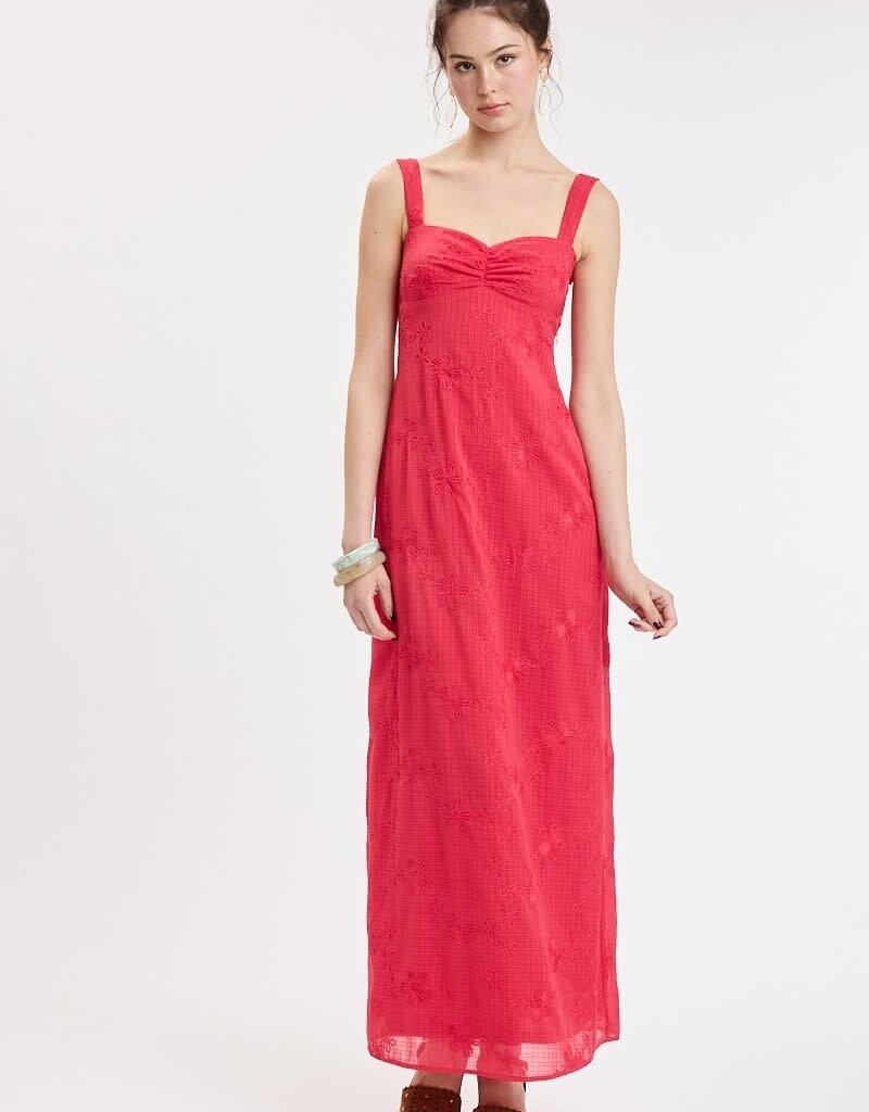 Evie Floral Embroidered Tie Back Maxi Dress