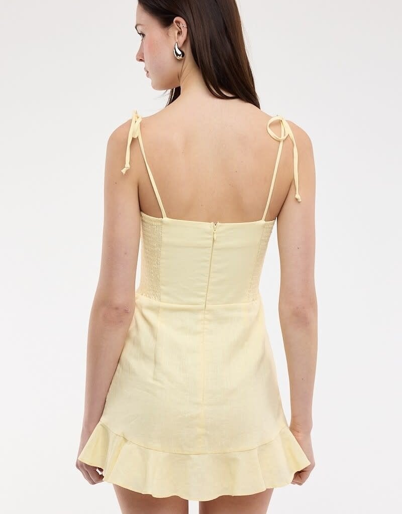Linen Double Ruffle Mini Dress
