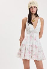 Floral Lace Trim Crossback Mini Dress