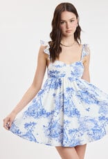 Peaceful Lodge Bra Cup Ruffle Shoulder Mini Dress