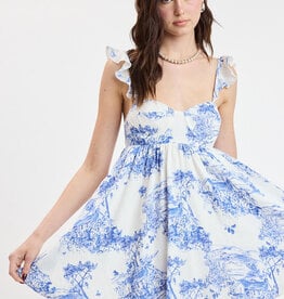 Peaceful Lodge Bra Cup Ruffle Shoulder Mini Dress