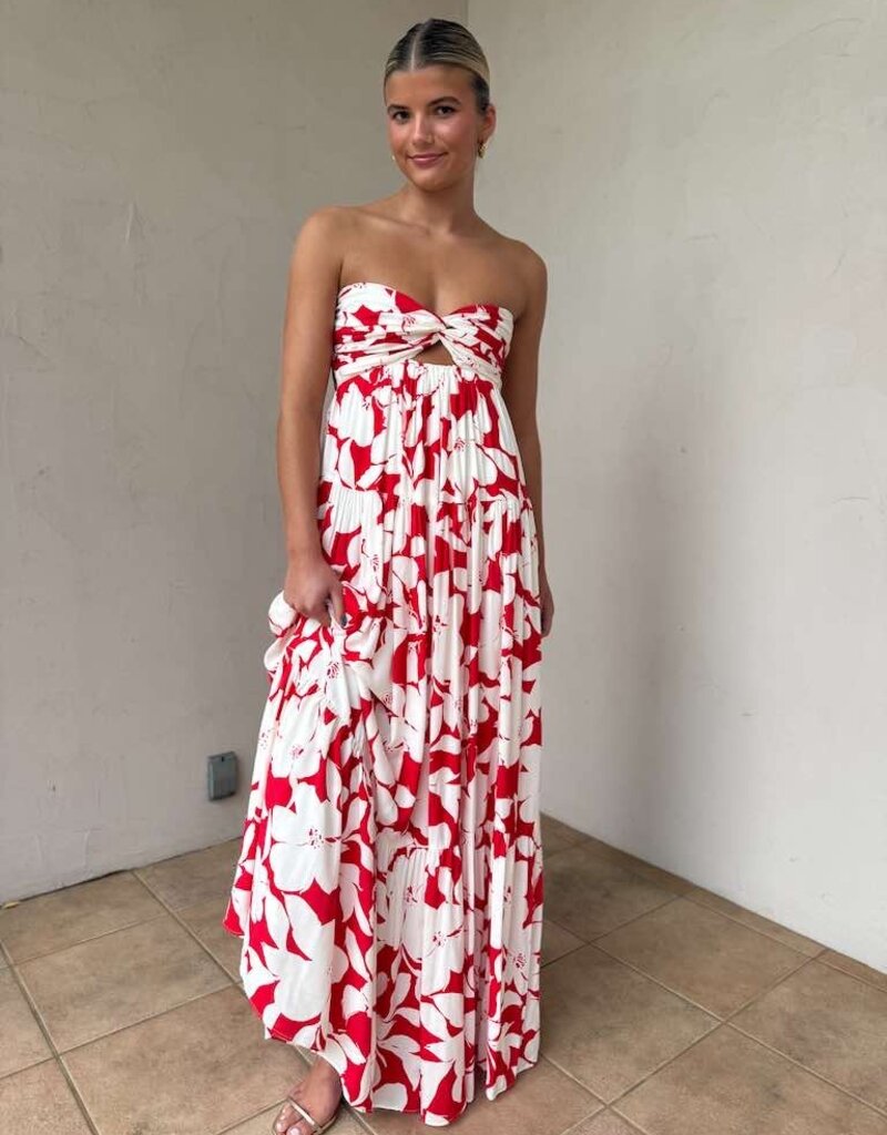 Blossom Twisted Ruched Bust Maxi Dress