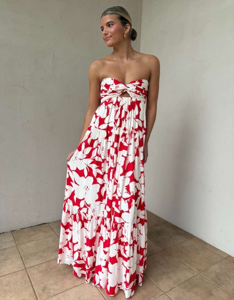 Blossom Twisted Ruched Bust Maxi Dress
