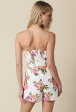 Skylar Floral Strapless Belted Romper