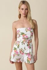 Skylar Floral Strapless Belted Romper