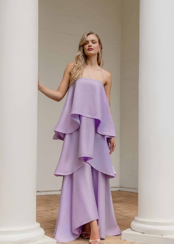 Elliatt Tilly Tiered Textured Satin Maxi Dress