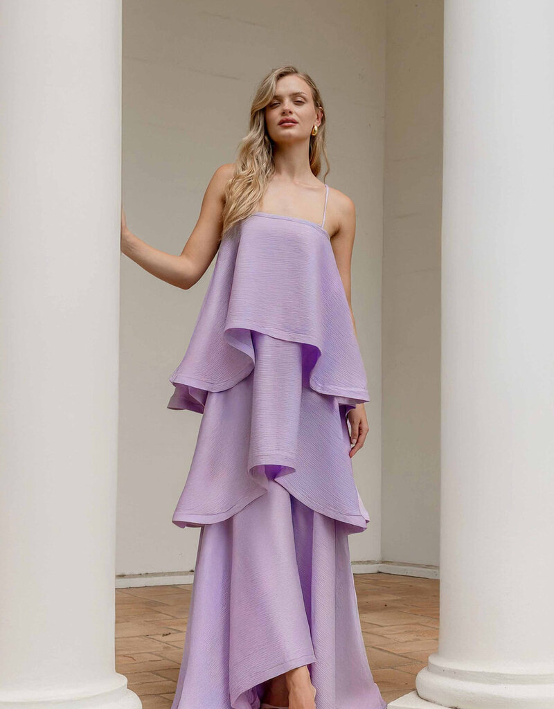 Elliatt Tilly Tiered Textured Satin Maxi Dress