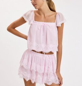 Colette Square Neck Lace Trim Crop Top