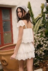 Colette Square Neck Lace Trim Crop Top