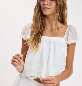 Colette Square Neck Lace Trim Crop Top
