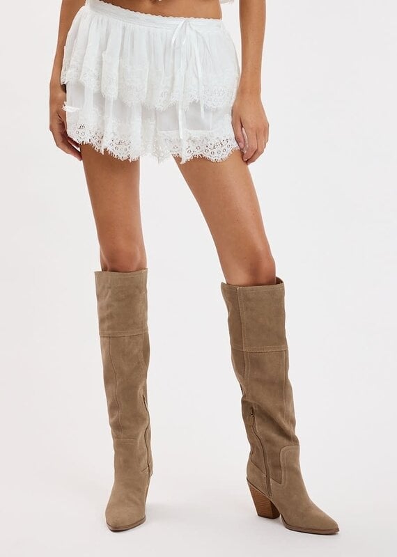 Colette Tiered Lace Trim Skort Mini Skirt