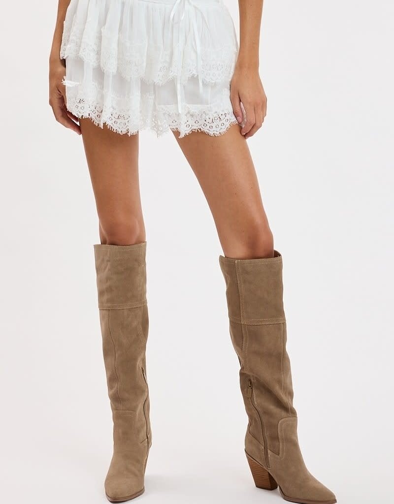 Colette Tiered Lace Trim Skort Mini Skirt