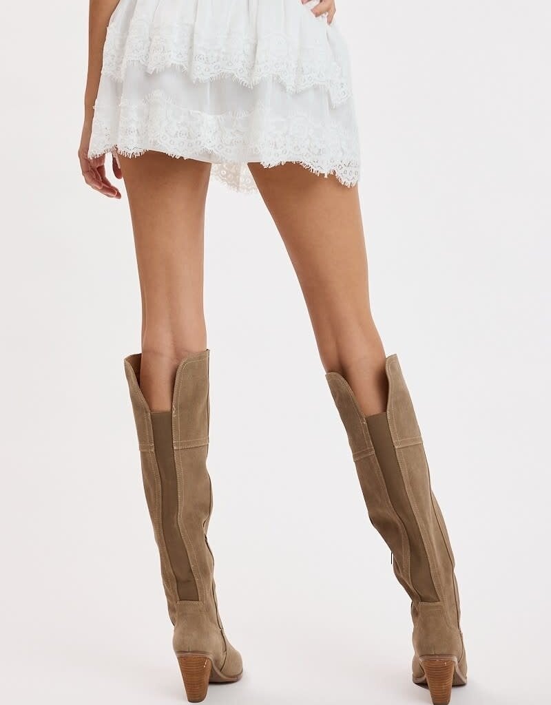 Colette Tiered Lace Trim Skort Mini Skirt