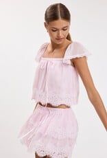Colette Tiered Lace Trim Skort Mini Skirt