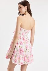 Dove Floral Strapless Mini Dress