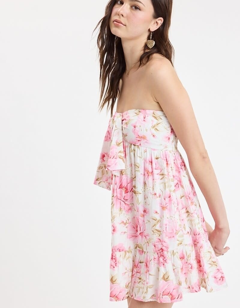 Dove Floral Strapless Mini Dress