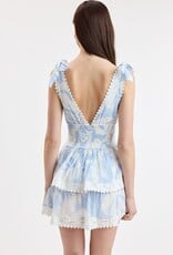 Thick Tie Strap Tiered Eyelet Mini Dress