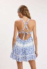 Floral Lace Trim Crossback Mini Dress