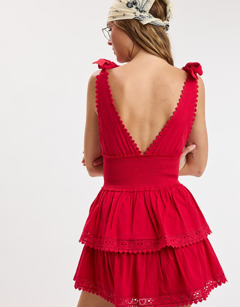 Thick Tie Strap Tiered Mini Dress